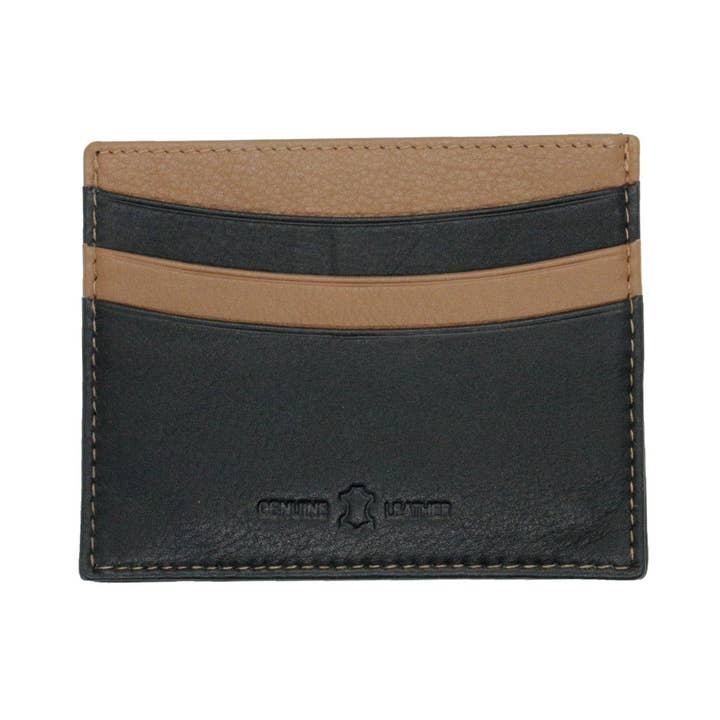 Portacarte sottile in pelle nera e marrone, con fodera anti-RFID per la vendita all'ingrosso da parte di Dalaco - incorporating David Aster