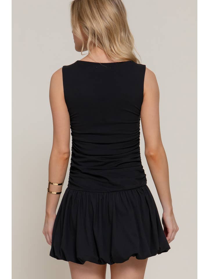 Active Basic | Active USA - Wholesale Dress - Women's - Sleeveless Boat Neck Voluminous Mini Dress6