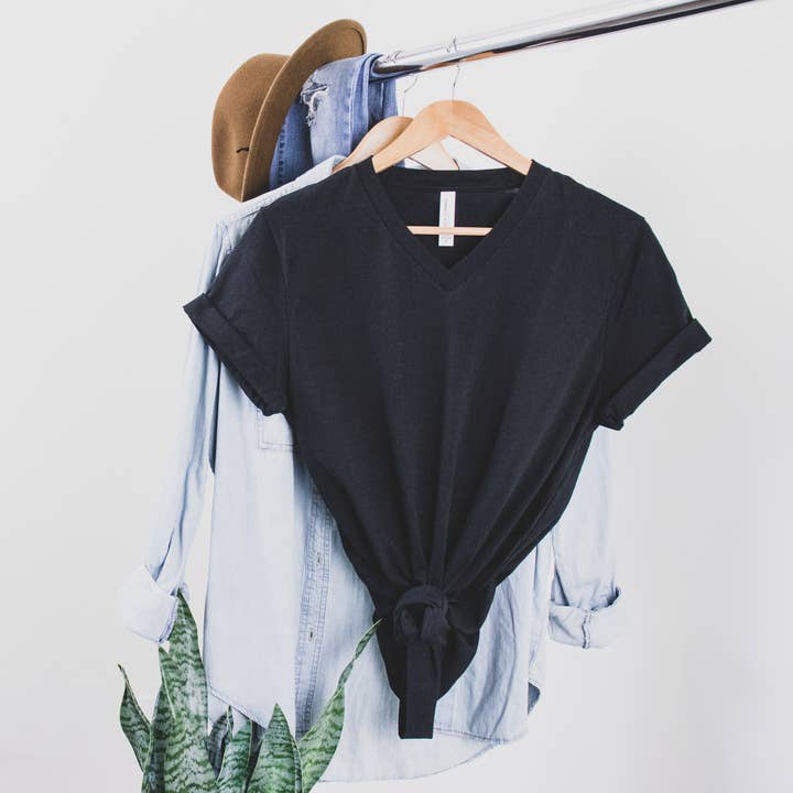 Top Crate - Wholesale Screen Printed T-Shirt - Women's - Custom 2-sided Graphic V-Neck -Your design5