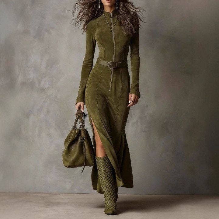 Sheer Trend - Wholesale Coat - Women's - Double-Faced Cashmere Zip-Up Collar Coat Autumn Fashion3