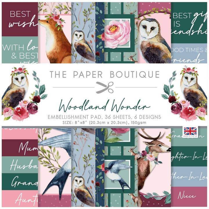Ecstasy Crafts Distributing - Wholesale Scrapbook - The Paper Boutique Woodland Wonder 8x8 Embellishments Pad