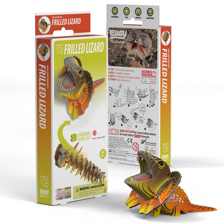 Safari Ltd. - Wholesale Puzzle - Kids - EUGY Frilled Lizard 3D Puzzle