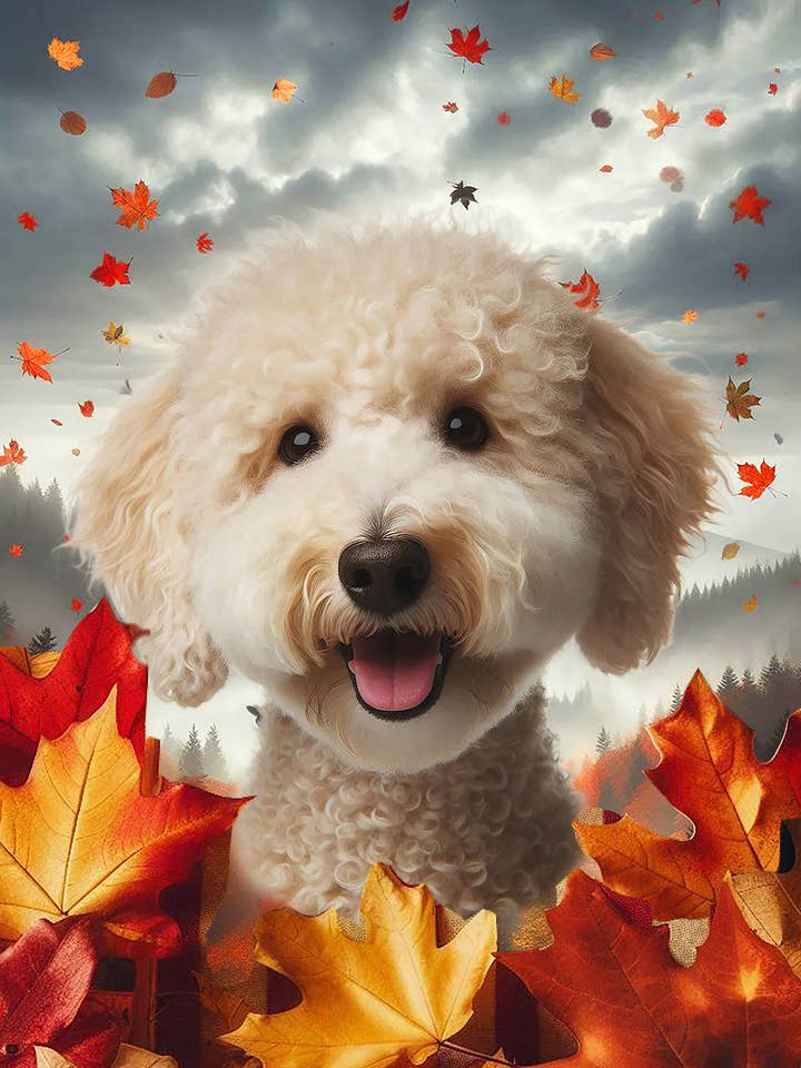 Bedlington Terrier Sandy - Efterårsblade Husflag for engroshandel hos Best of Breed Products