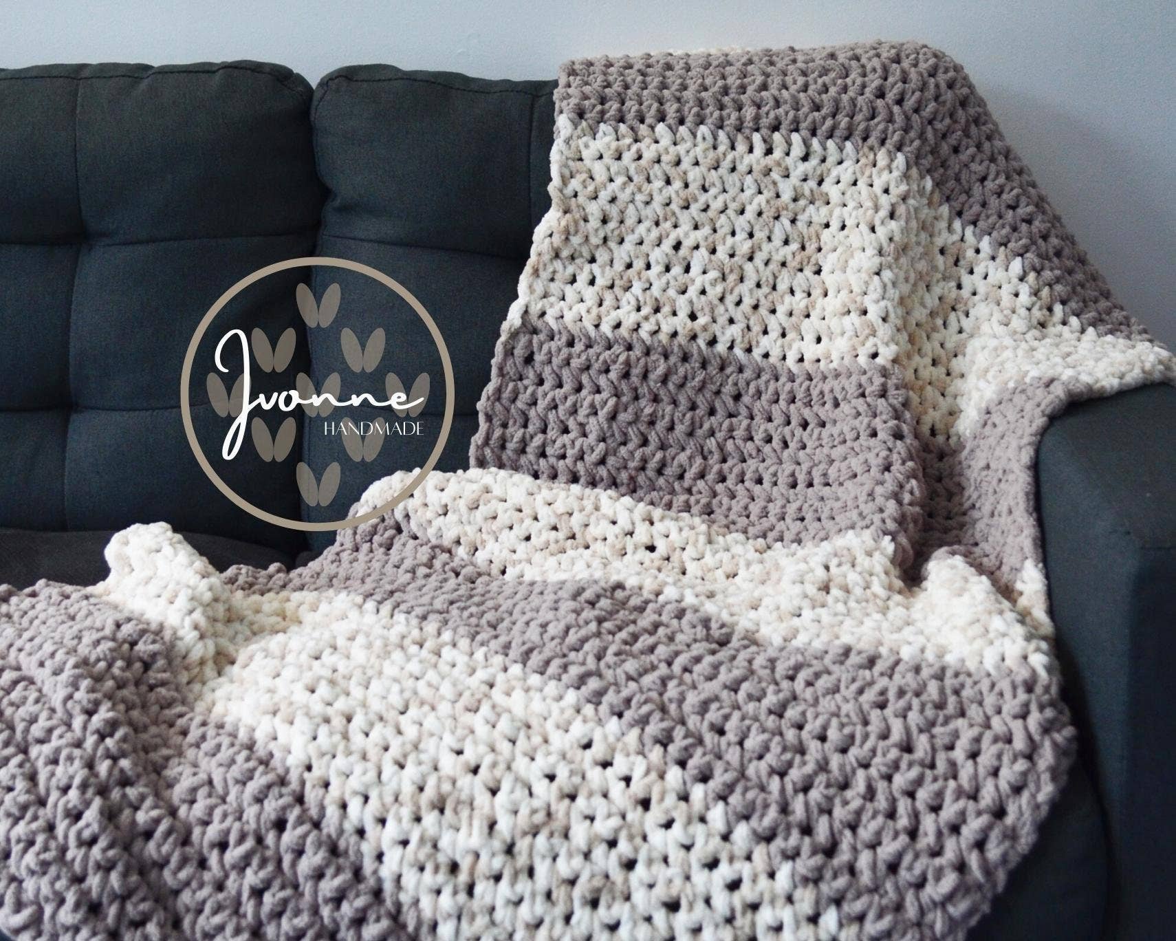 Atlantic Canada Design - Wholesale Throw Blanket - Custom Handmade Knit Blanket With Initials, Chenille Yarn5