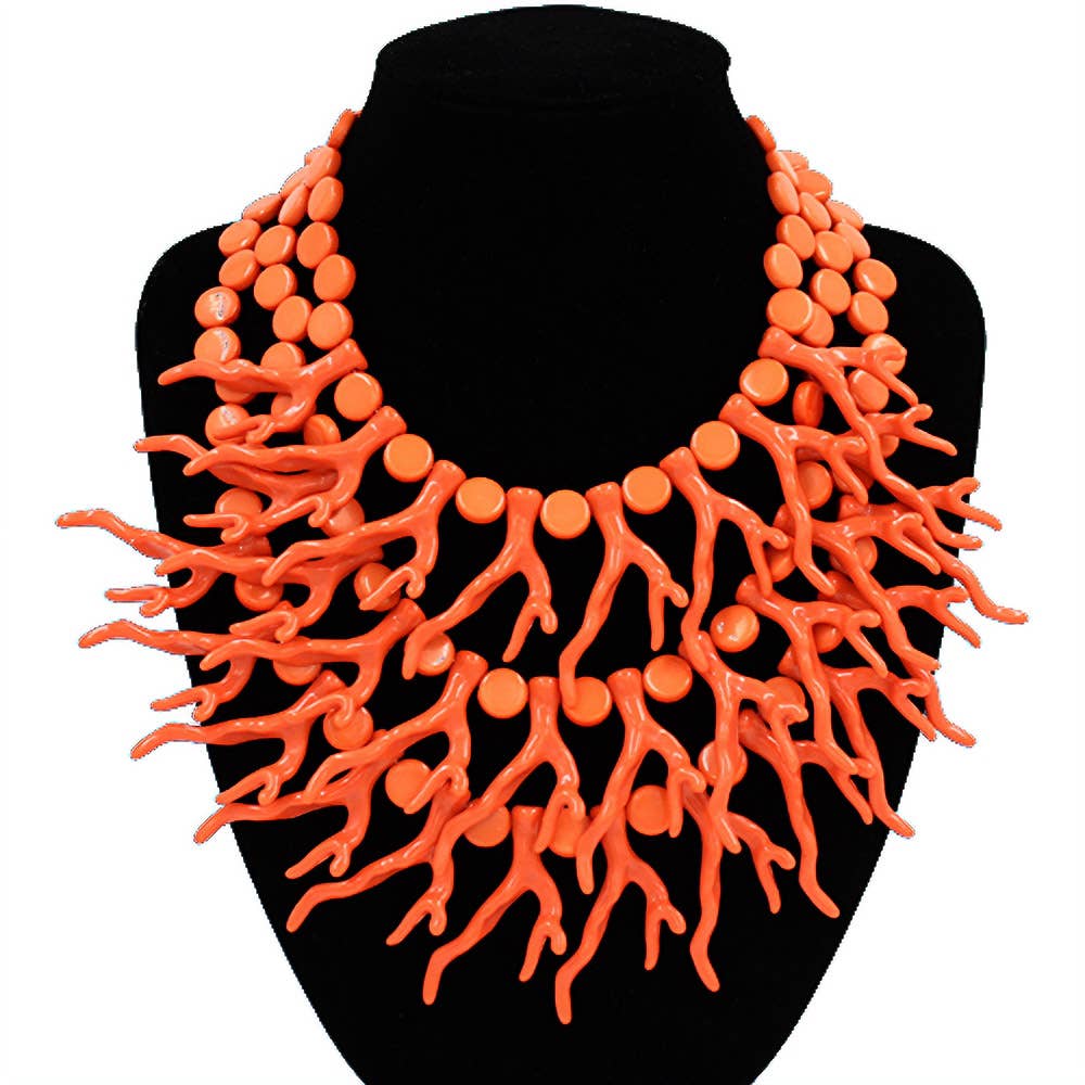 Sensibling Corp. - Wholesale Bib Necklace - Bold Layered Coral Statement Necklace11