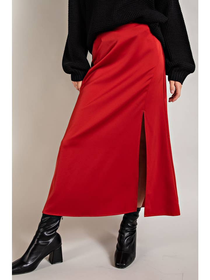 FSL Apparel - Wholesale Skirt - Women's - IS8028 - SATIN FLARED SKIRTS WITH SIDE SLIT2