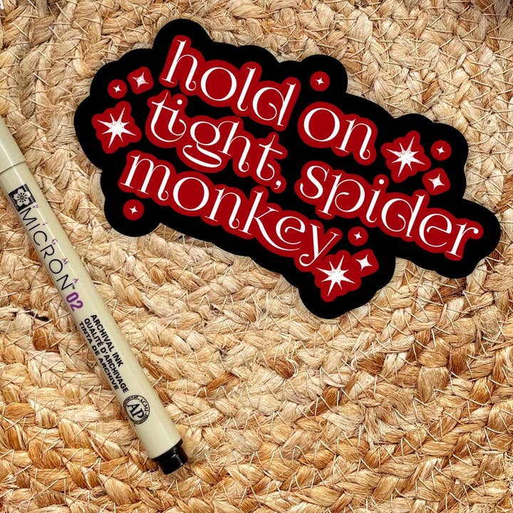 Halt dich fest, Spinnenaffe Glitzernder Vampir Aufkleber für den Großhandel von Serafine Art and Design