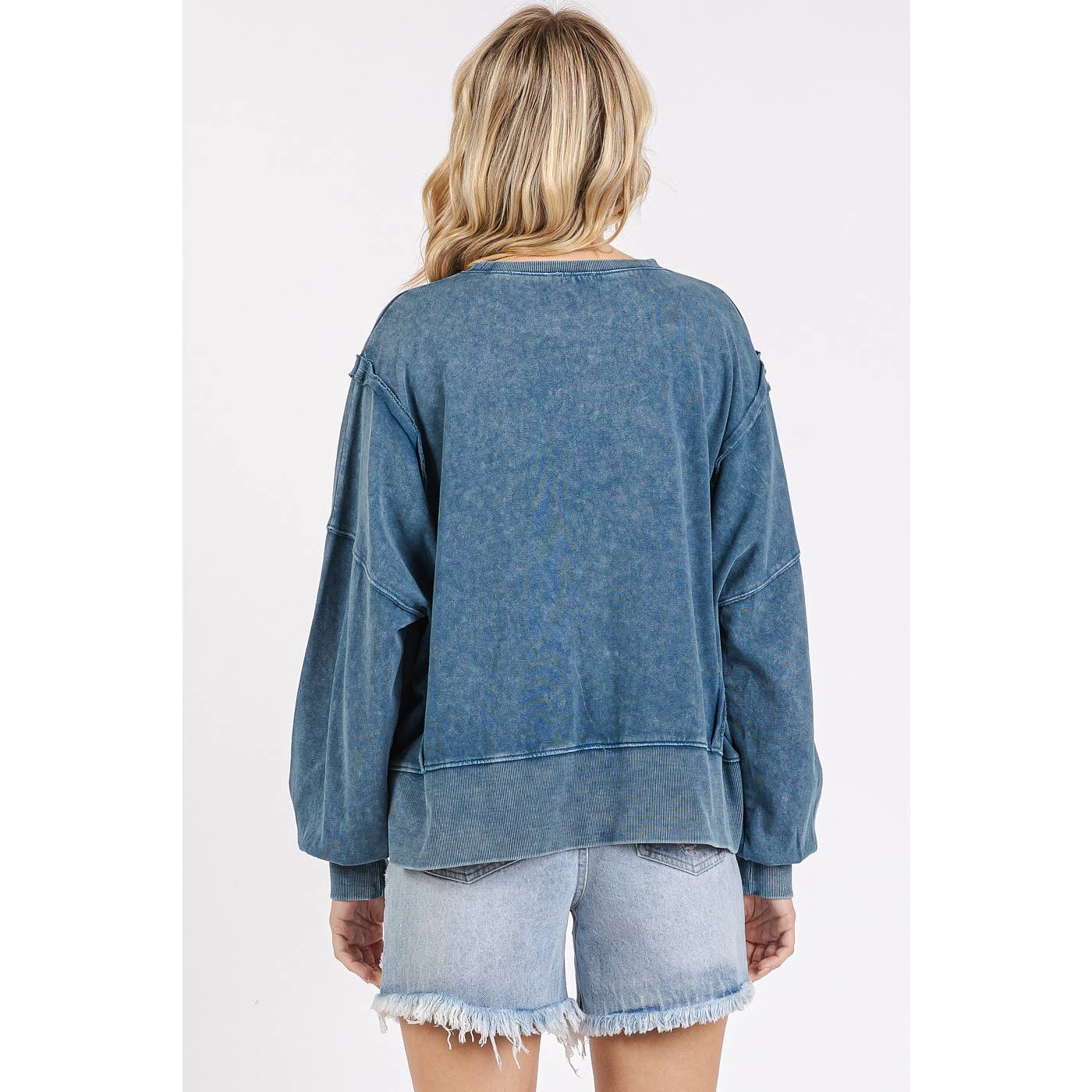 mittoshop - Wholesale Knit Top - Women's - MINERAL WASH STEP HEM CREW NECK LONG SLEEVE TOP5