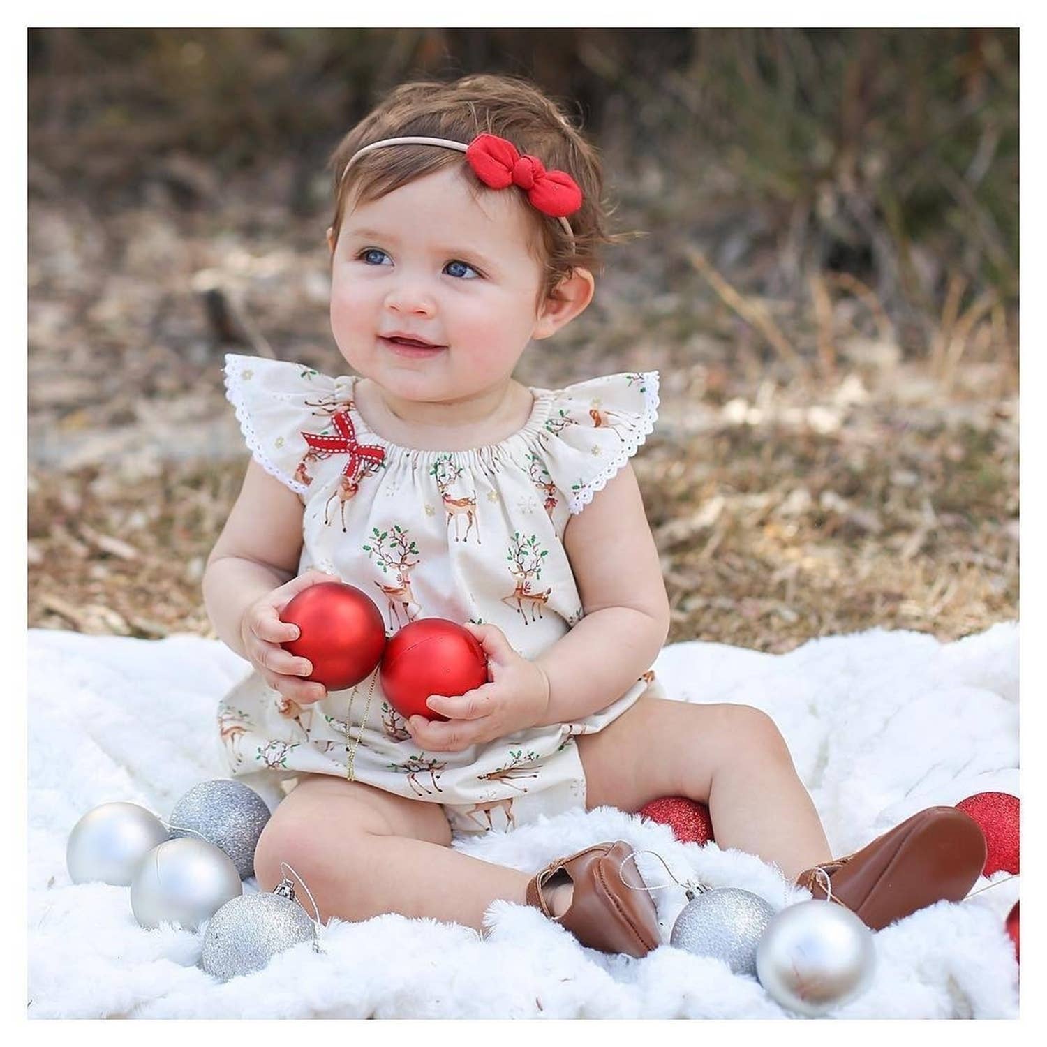 Fennco Styles - Wholesale Bodysuit (Non-Footed) - Baby - White Reindeer Lace Cape Sleeve Baby Sunsuit Romper 3