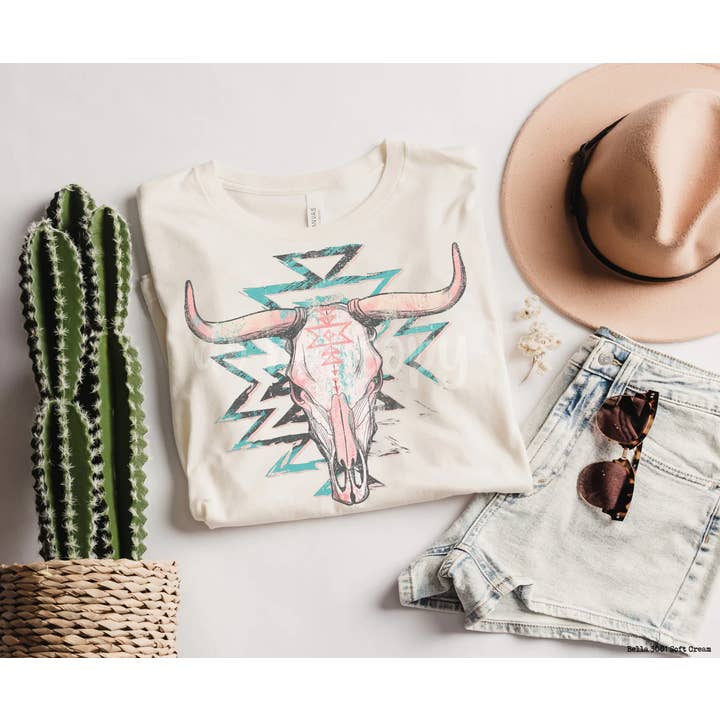 Aztec Bull Skull T-Shirt for wholesale by The Goblin Saloon