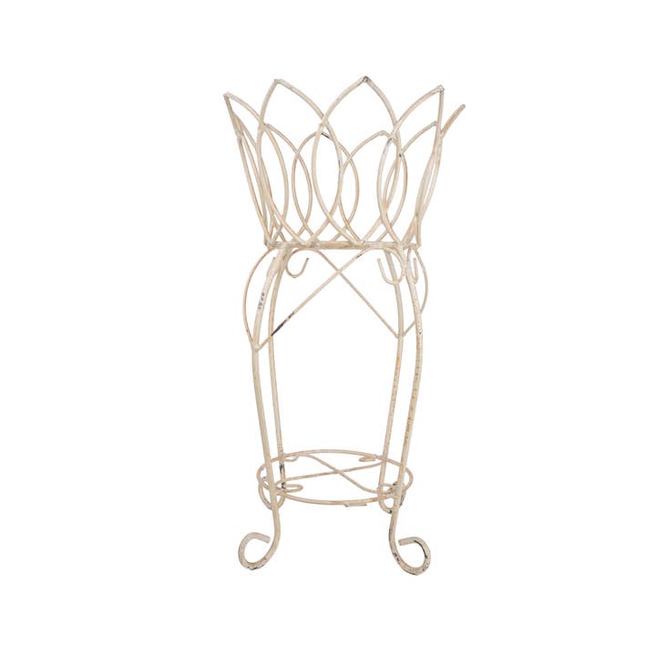 Crown Farmhouse Metal Planter Basket-WH-13x23H inch-White for wholesale by My Amigos Imports