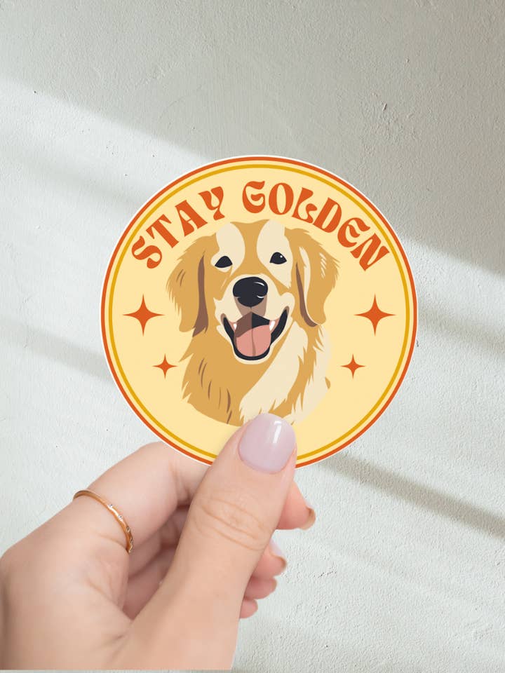 Stay Golden Sticker for wholesale by The Doggy District