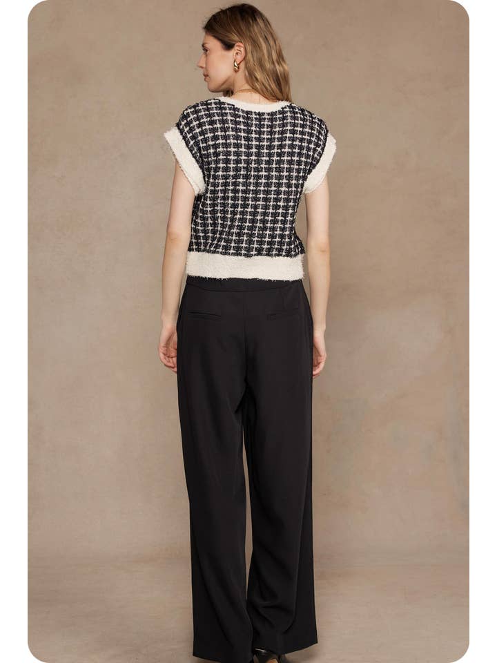 Strut & Bolt - Wholesale Blouse - Women's - Sleeveless Check Tweed Knit Sweater Top4