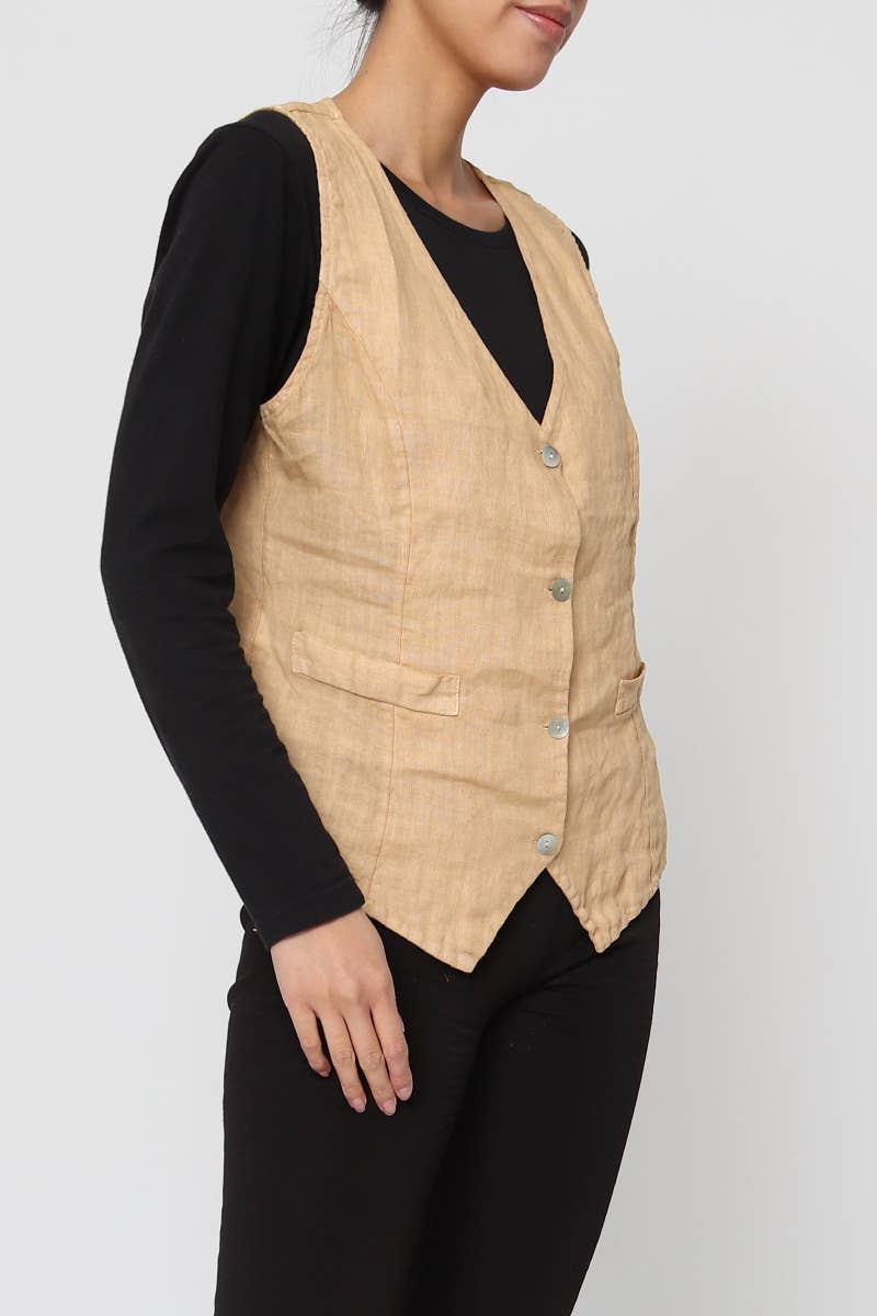 LÉA & LUC - Wholesale Button Down Shirt - Women's - Sleeveless shirt in 100% Linen REF. 514636
