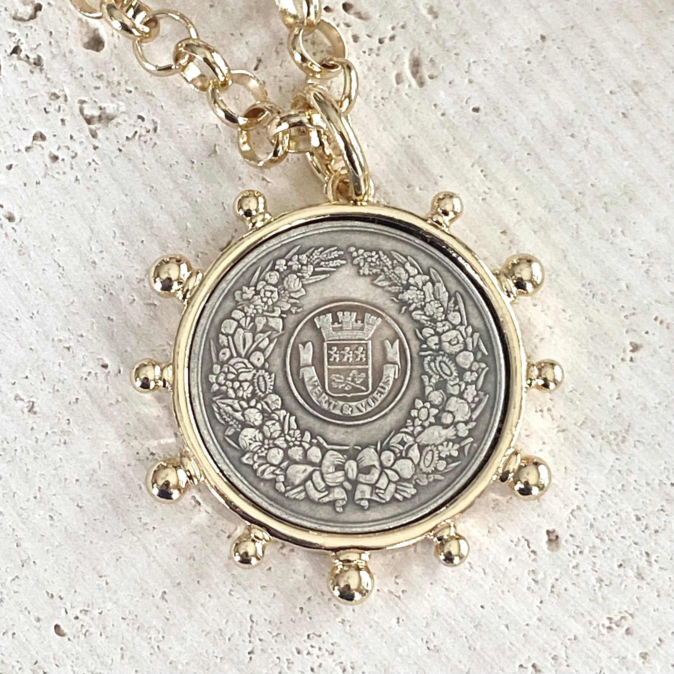 VB&CO Designs Handmade Jewelry - Wholesale Pendant/Charm Necklace - Simple French coin necklace rolo chain7