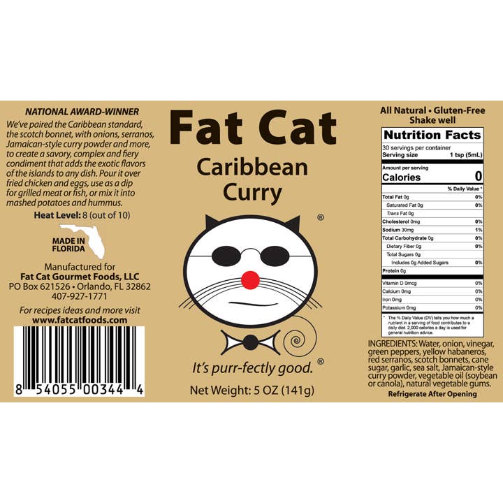 Fat Cat – wholesale Hot sauce – Caribbean Curry Scotch Bonnet Hot Sauce (full case-12 ct)3