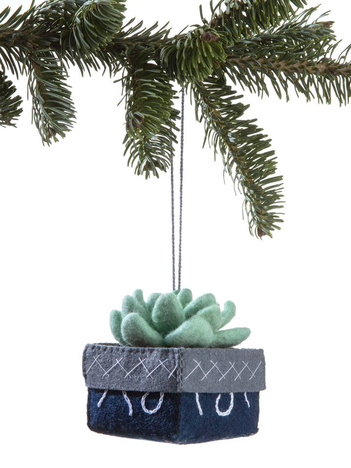 Adorno de maceta suculenta y azul para venta al por mayor de Silk Road Bazaar