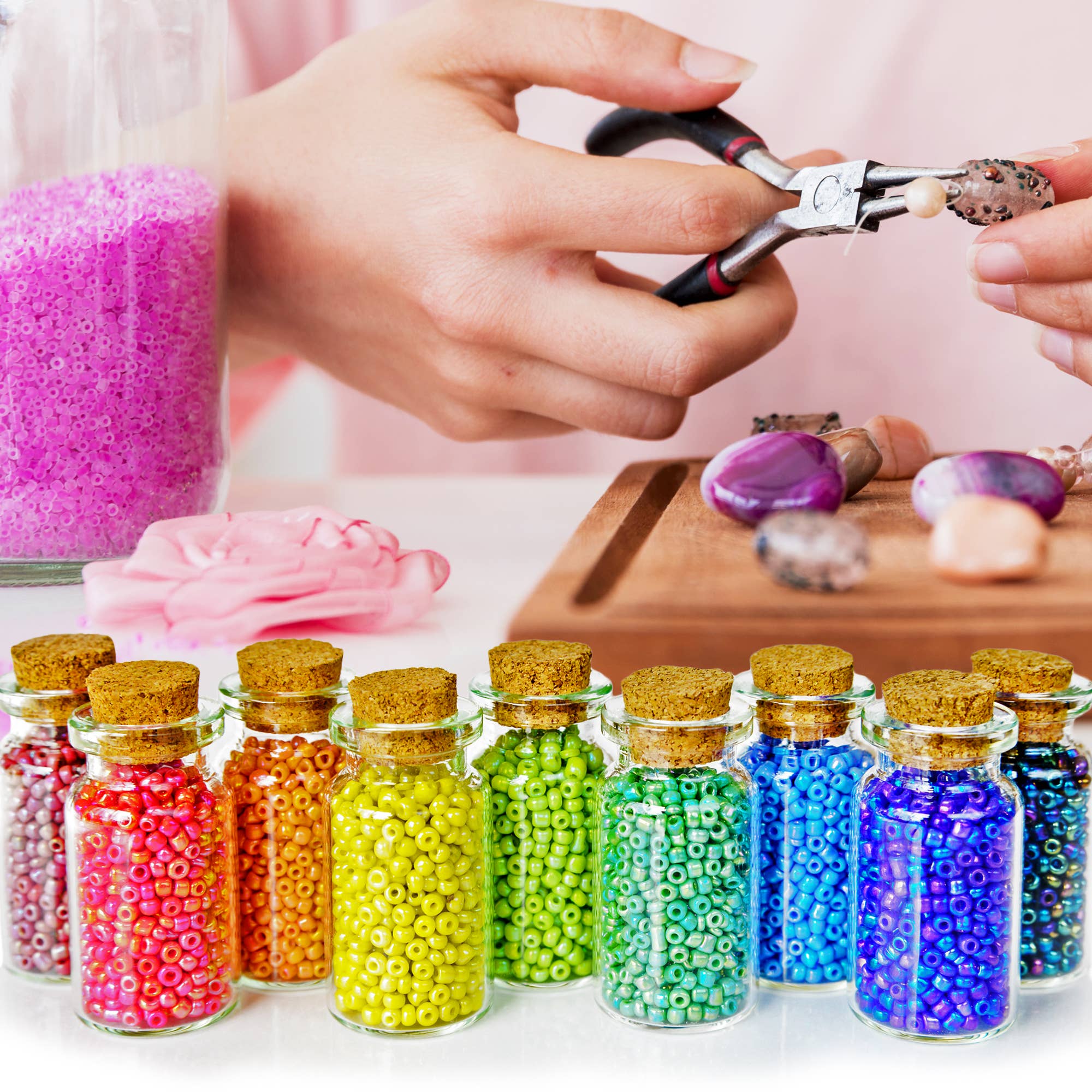 The Twiddlers - Vente Cadeaux pour invités - 60 mini pots en verre avec bouchons en liège (7 ml) - The Twiddlers9