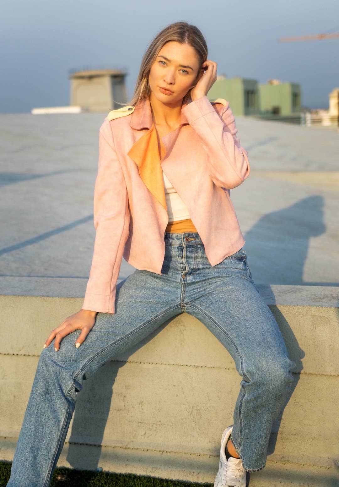 W.A.Y. --Wonderful And Young - Wholesale Jacket - Women's - W.A.Y FAUX SUEDE appliqué JACKET-Sun 8