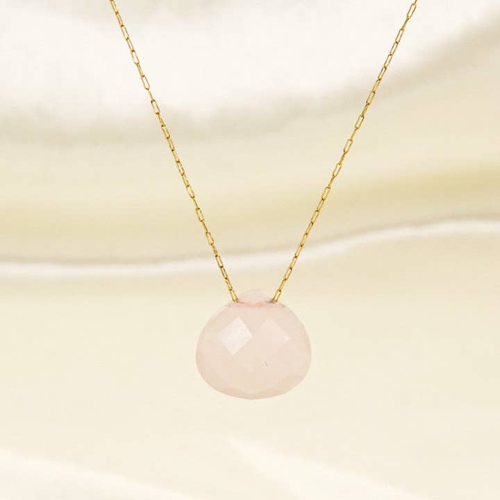 Perimade & Co. LLC - Wholesale Pendant/Charm Necklace - Color Crystal Raw Stone Pendant Necklace in Stainless Steel