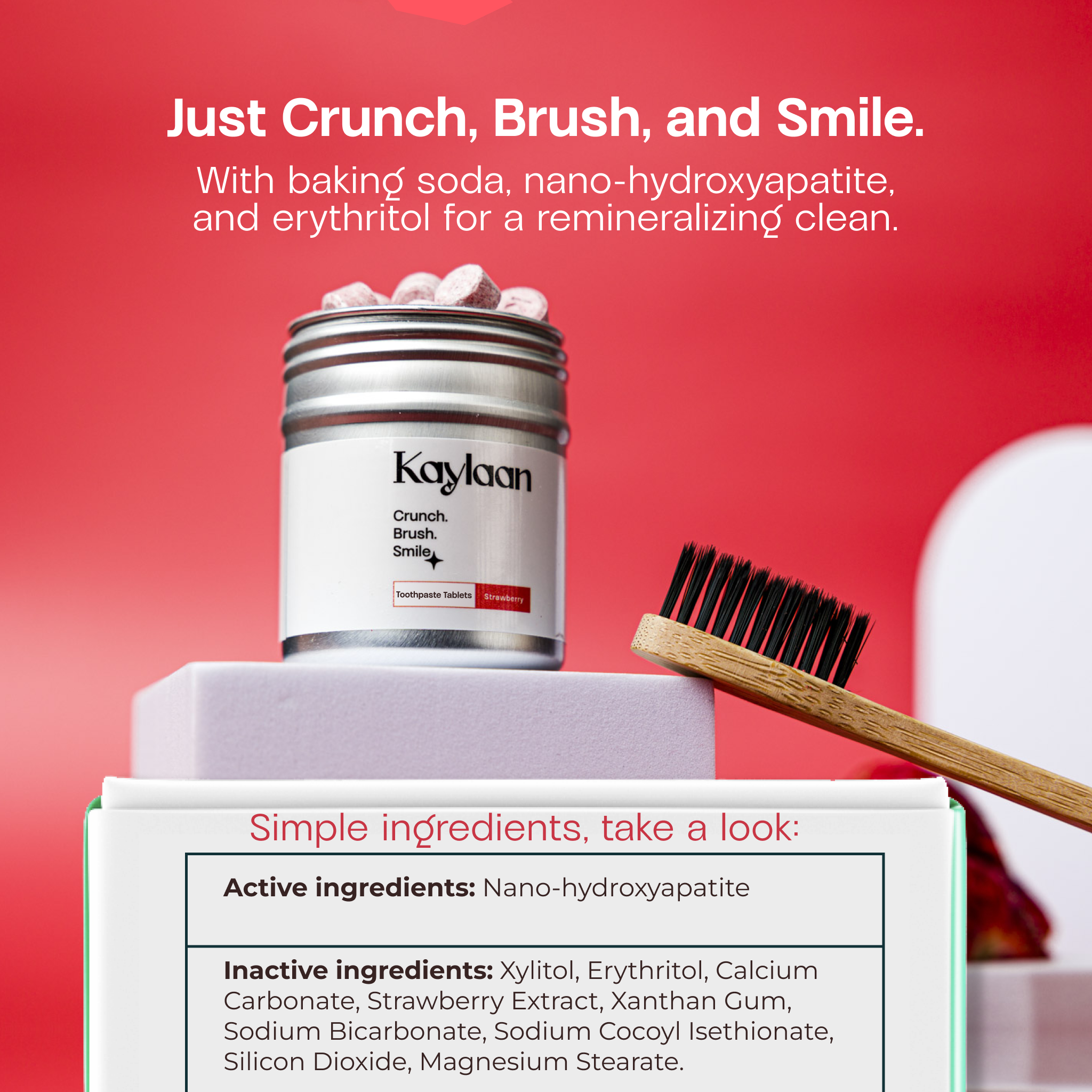 Kaylaan Toothpaste and Mouthwash Tablets - Wholesale Toothpaste - Kaylaan Strawberry Toothpaste Tablets – Fluoride-Free Tin 2