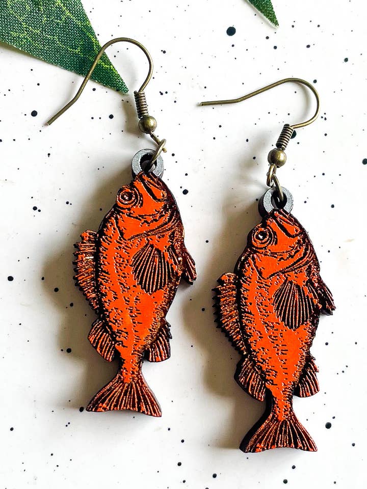 Rockfish Wooden Earrings for wholesale by Ak Daisy Chain