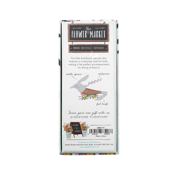 CGB Giftware - Wholesale Bottle/Wine Opener - The Flower Market Bird Bottle Opener