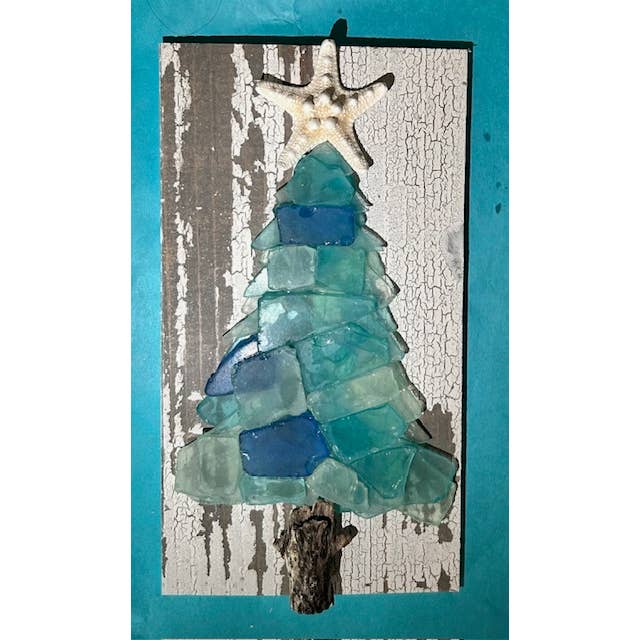 A SEAGLASS CREATION/SALTY SIGNS DESIGNS - Wholesale Artificial Christmas Tree - Shabby Plank Seaglass Christmas Tree w/o lights - 10 in4