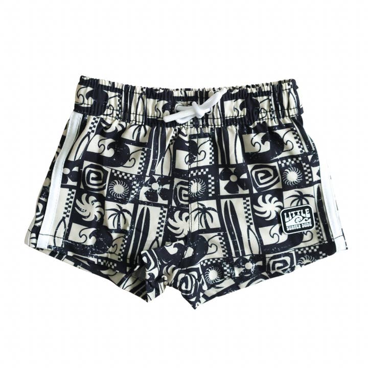 Vintage Black Swell Swim Trunks for wholesale by The Little Surfer Dude