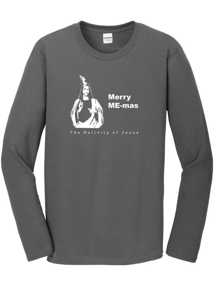 Sock Religious - Wholesale Screen Printed T-Shirt - Unisex - Merry ME-mas - The Nativity of Jesus Long Sleeve1