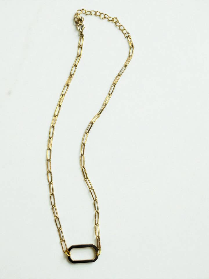 Gold Paper Clip true Choker Necklace 14"- 17" with extension for wholesale by Ava Capri