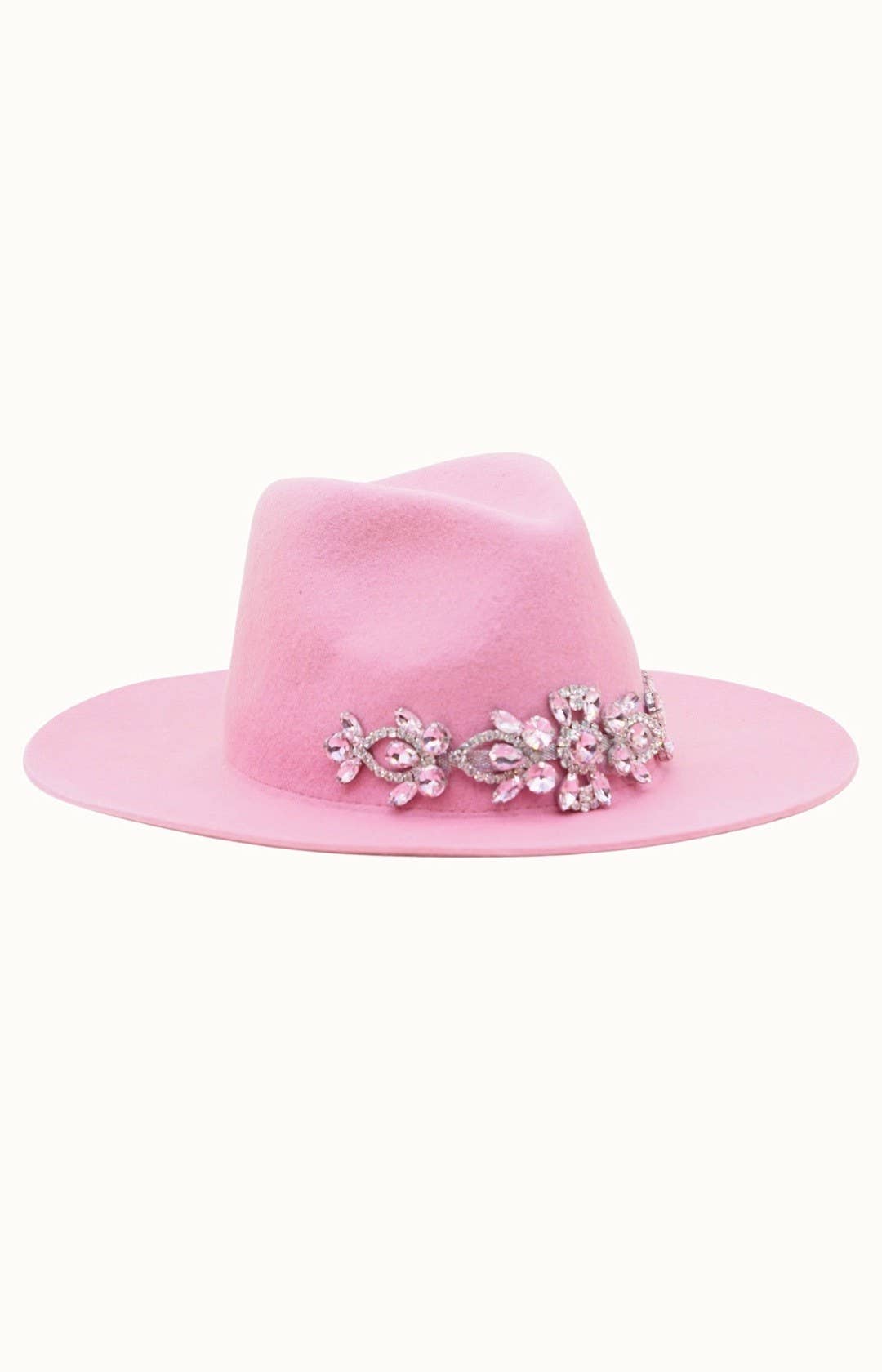 Olive & Pique - Vente Chapeau en feutre – unisexe - Bejeweled Glitz Travel Friendly, pliable, en feutre 100 % laine, ajustable, blush2