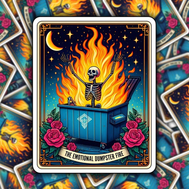 Autocollant Emotional Dumpster Fire pour la vente par Bearded Crafter
