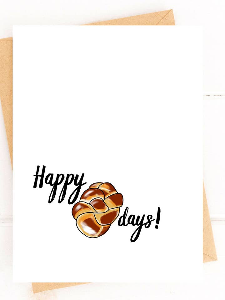 Happy Challah Days Funny Hanukkah Holiday Greeting Card for wholesale by Five Dot Post