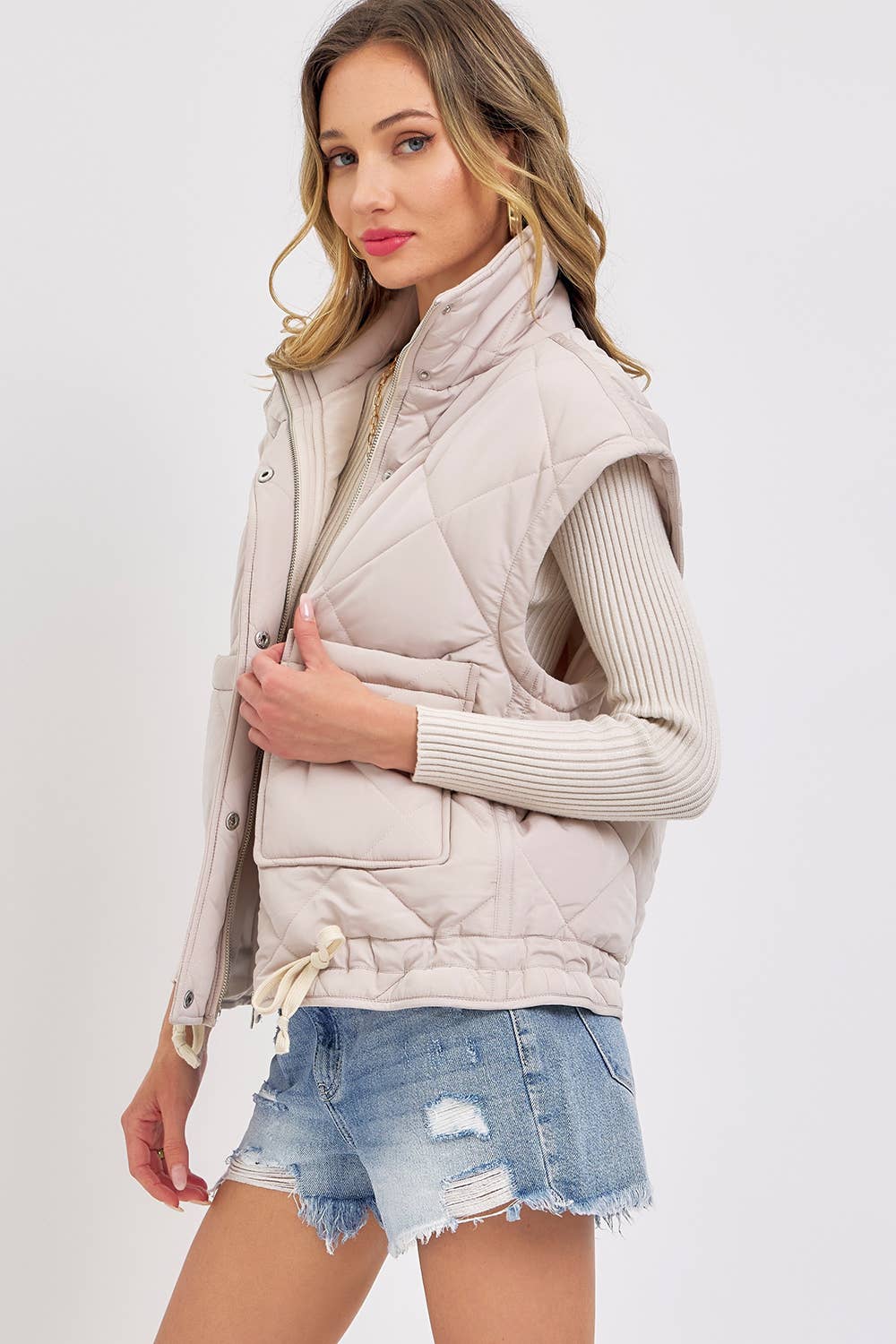 Sweet Lovely by Jen - Vendita all'ingrosso Gilè imbottito - Donna - GILET OVERSIZE IN PIUMINO TRAPUNTATO 1