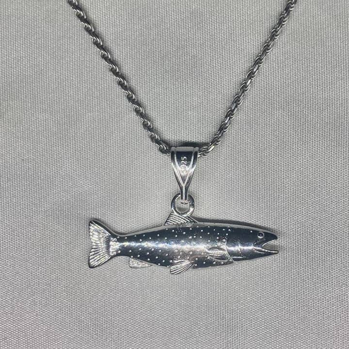 Collar de pescador de trucha de plata de ley para venta al por mayor de Street Hooker