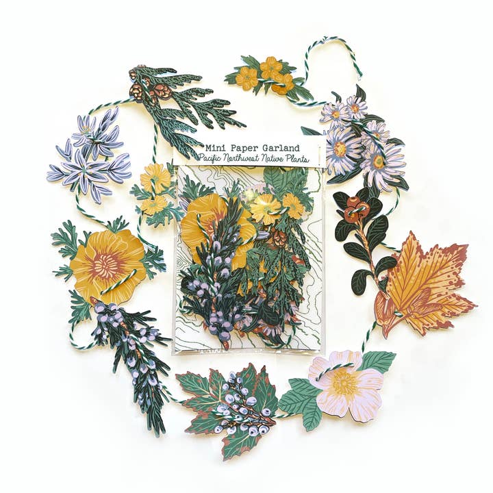 Pacific Northwest Native Plants Mini Paper Garland  for wholesale by Hissing Mink