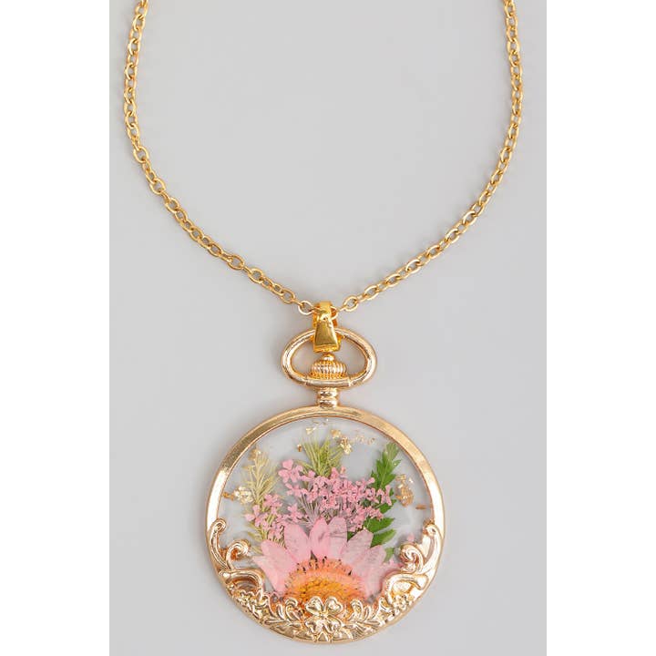 PRESSED FLOWER PENDANT NECKLACE for wholesale by Girly