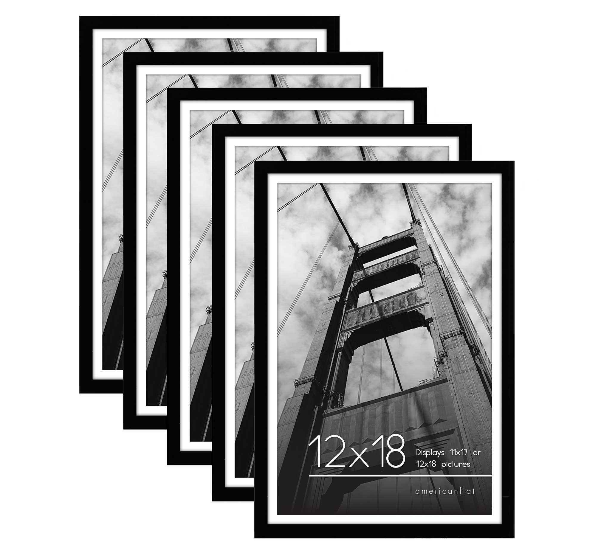 Americanflat - Wholesale Picture Frame - Americanflat Picture Frame with Mat Slim Molding (5 Pack)80