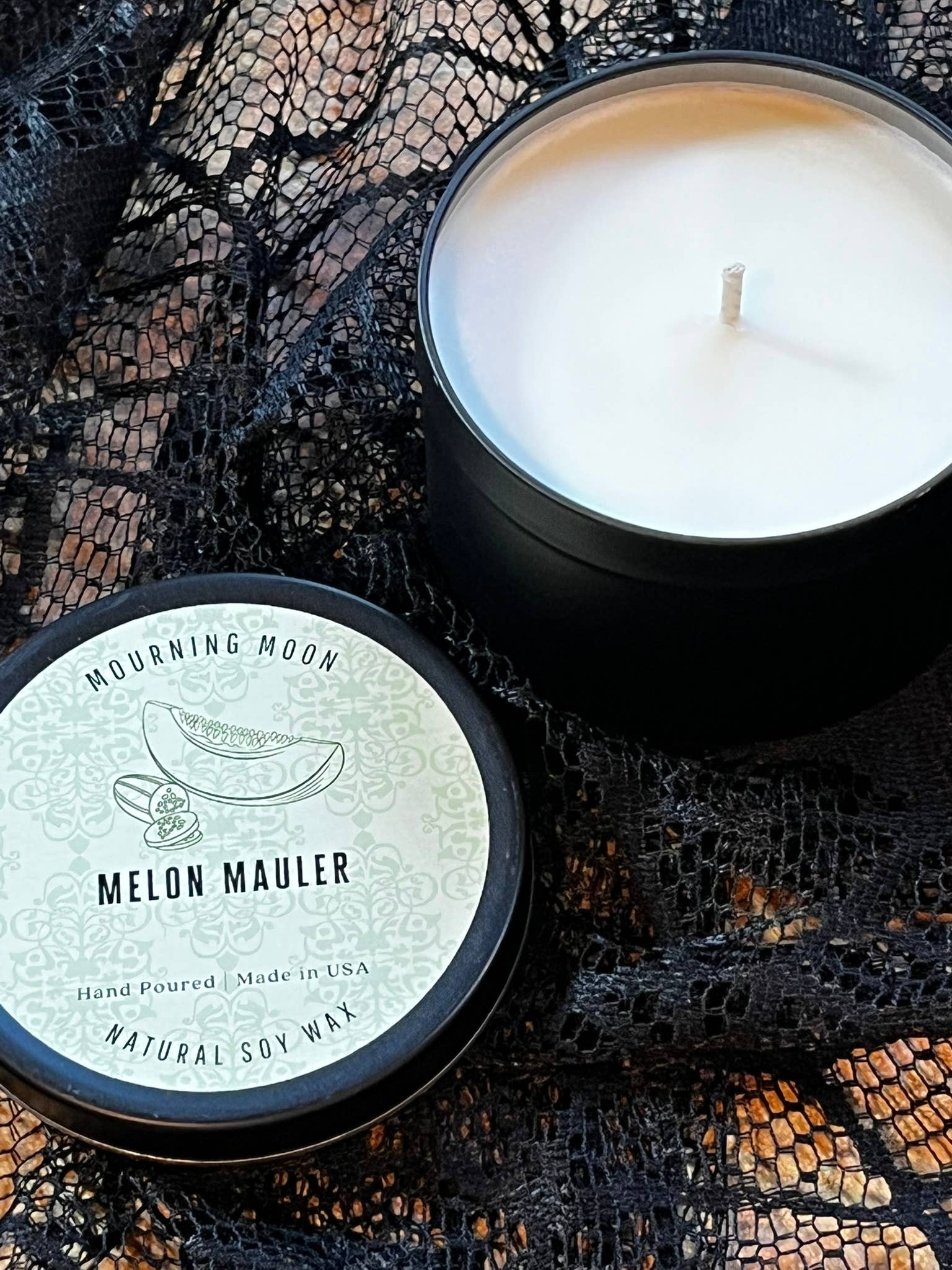 Mourning Moon Candles - Wholesale Jar/Filled Candle - Melon Mauler Soy Candle1