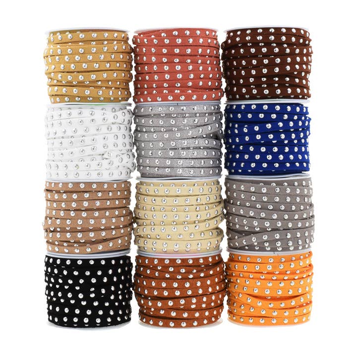 Mandala Crafts - Wholesale Craft supplies - 5mm Studded Faux Suede Cord Rope for Jewelry Making14