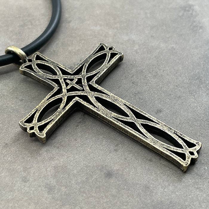 Forgiven Jewelry - Vendita all'ingrosso Collana con ciondolo/pendaglio - Collana Croce Pesce Ichthus in Ottone Antico1