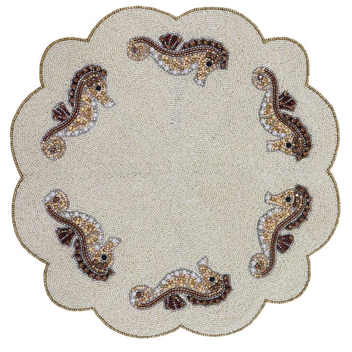 Seahorses Beaded Placemat , Set of 2 for wholesale by JO & PA