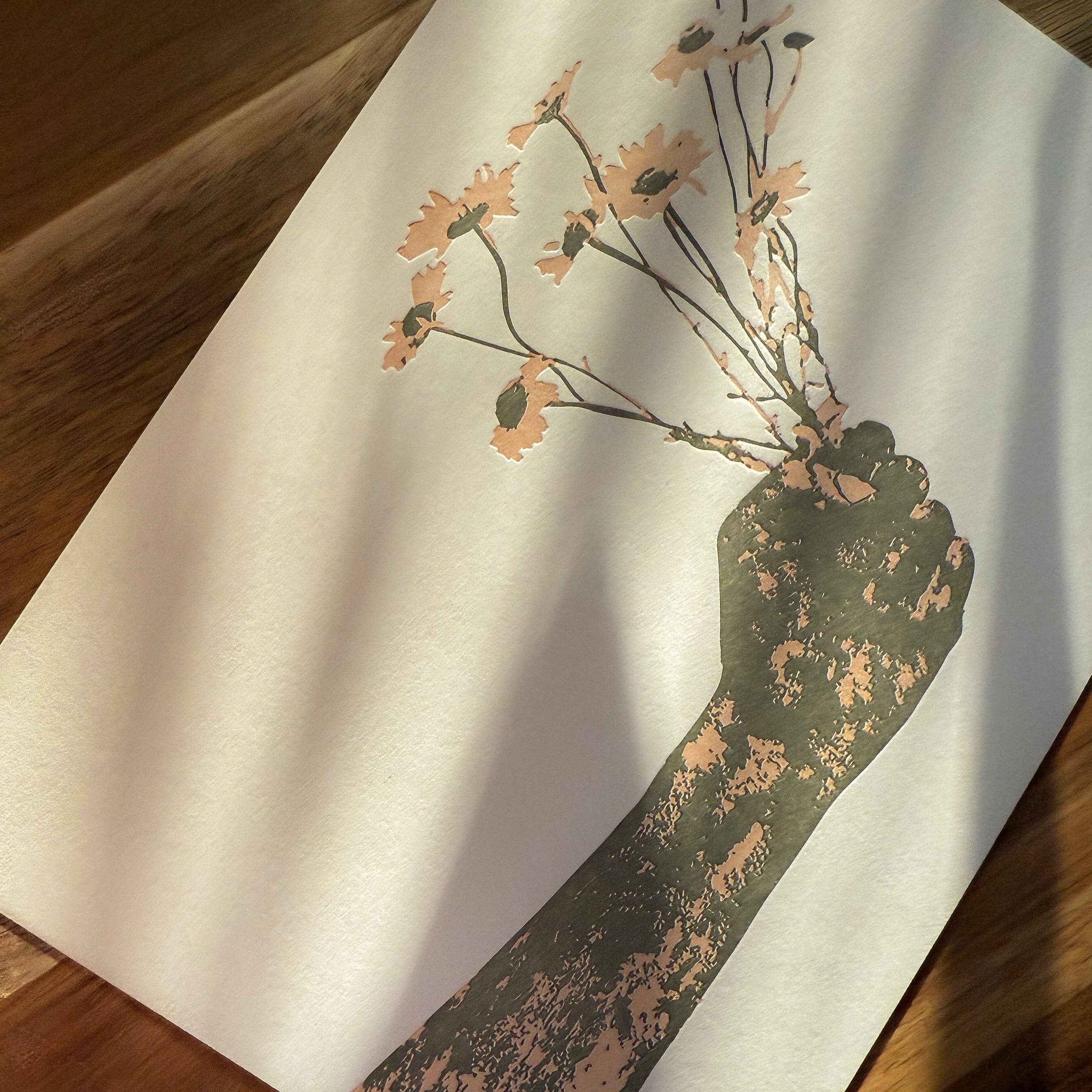 Opeful Press - Wholesale Art Print - Flower Resist - Letterpressed Art Print1