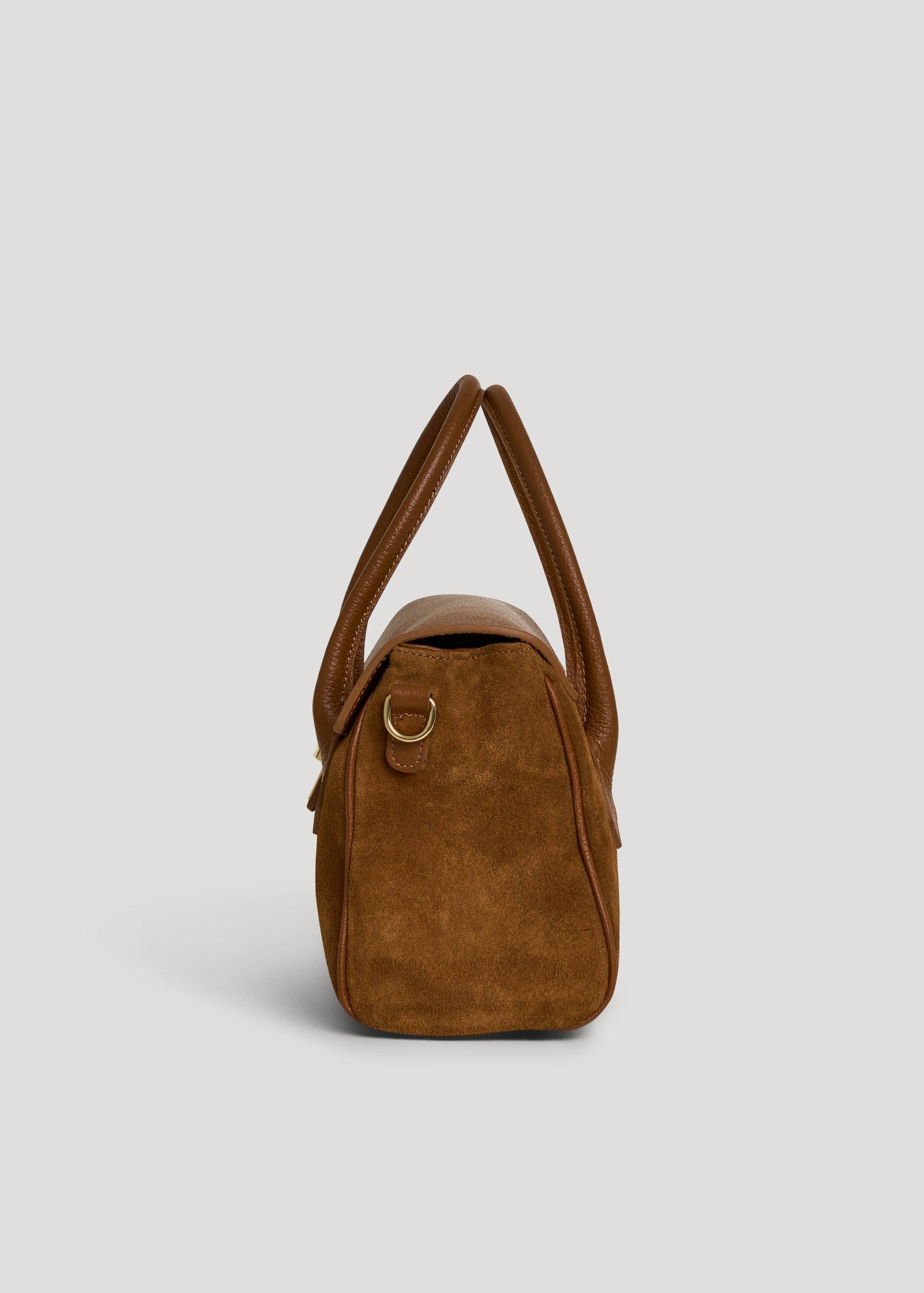 Voemièn - Wholesale Top Handle Bag - Women's - Cécile Bag in Tan Suede and Dollar Leather3