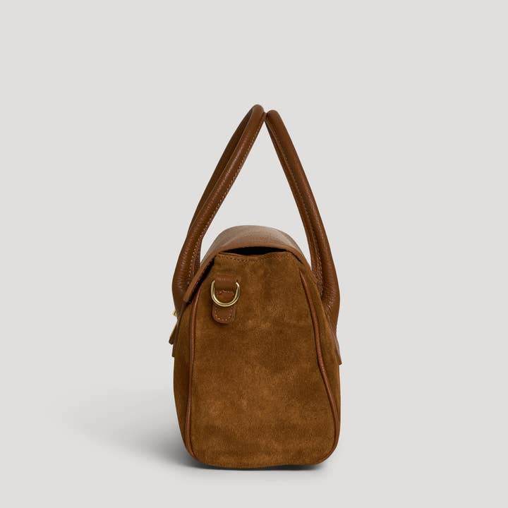 Voemièn - Wholesale Top Handle Bag - Women's - Cécile Bag in Tan Suede and Dollar Leather3