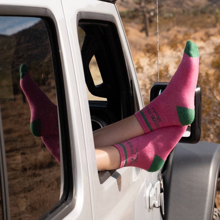Chaussettes pailletées - rose et vert pour la vente par Maison Pablo