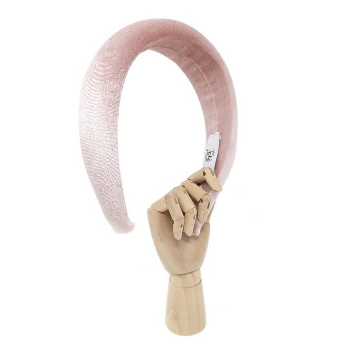 Tétè Accessories – Engroshandel Pandebånd - Dame – Buet pandebånd i pulverrosa fløjl2