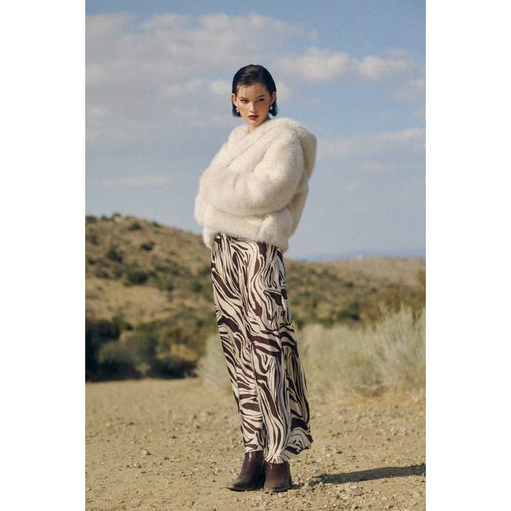 MARRONE/ECRU Abito lungo con taglio sbieco Drifted Earth Back Button in vendita all'ingrosso su Faire3