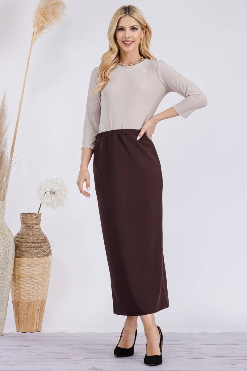 Celeste Clothing - Wholesale Skirt - Women's - CLASSSIC LONG PENCIL SKIRT IN MISSY & PLUS SIZE -CS2377017